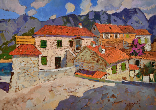 The Roofs of Montenegro by Alexander Shandor, Painting for Sale on Singulart