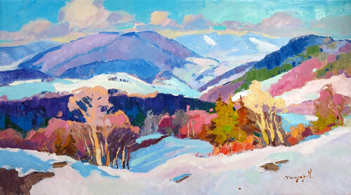 Winter on Verkhovyna di Alexander Shandor, Pittura in vendita su Singulart