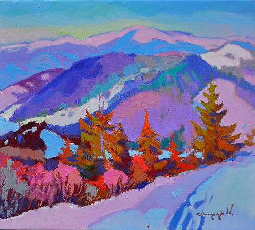 Winter Spruces de Alexander Shandor, Pintura a la venta en Singulart