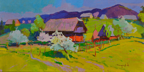 Blossoms Beneath the Thatched Roof von Alexander Shandor, Malerei kaufen auf Singulart