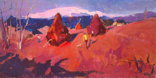 Near the Haystack by Alexander Shandor, Painting for Sale on Singulart