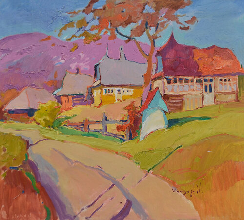 Autumn in the Village of Richka di Alexander Shandor, Pittura in vendita su Singulart