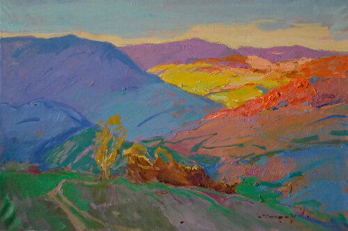 Evening Mountains par Alexander Shandor, Peinture en vente sur Singulart