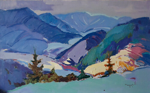 Winter motive par Alexander Shandor, Peinture en vente sur Singulart