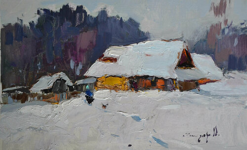 Cold day _ oil on cardboard di Alexander Shandor, Pittura in vendita su Singulart