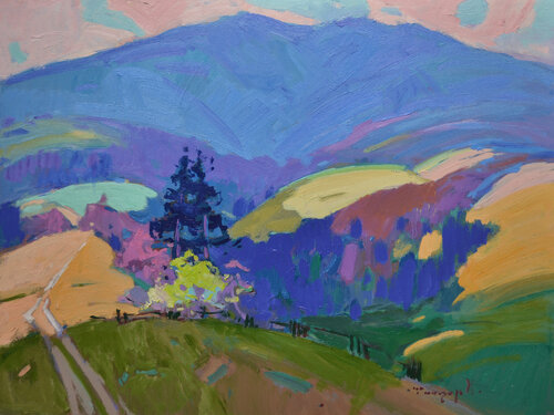 Two firs _ oil on cardboard Alexander Shandor