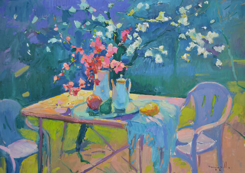 In the garden under the pear par Alexander Shandor, Peinture en vente sur Singulart