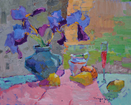 May flowers _ oil on cardboard par Alexander Shandor, Peinture en vente sur Singulart