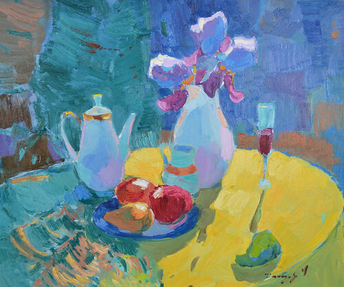 Irises in contour par Alexander Shandor, Peinture en vente sur Singulart