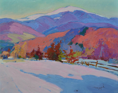 Transcarpathian winter par Alexander Shandor, Peinture en vente sur Singulart
