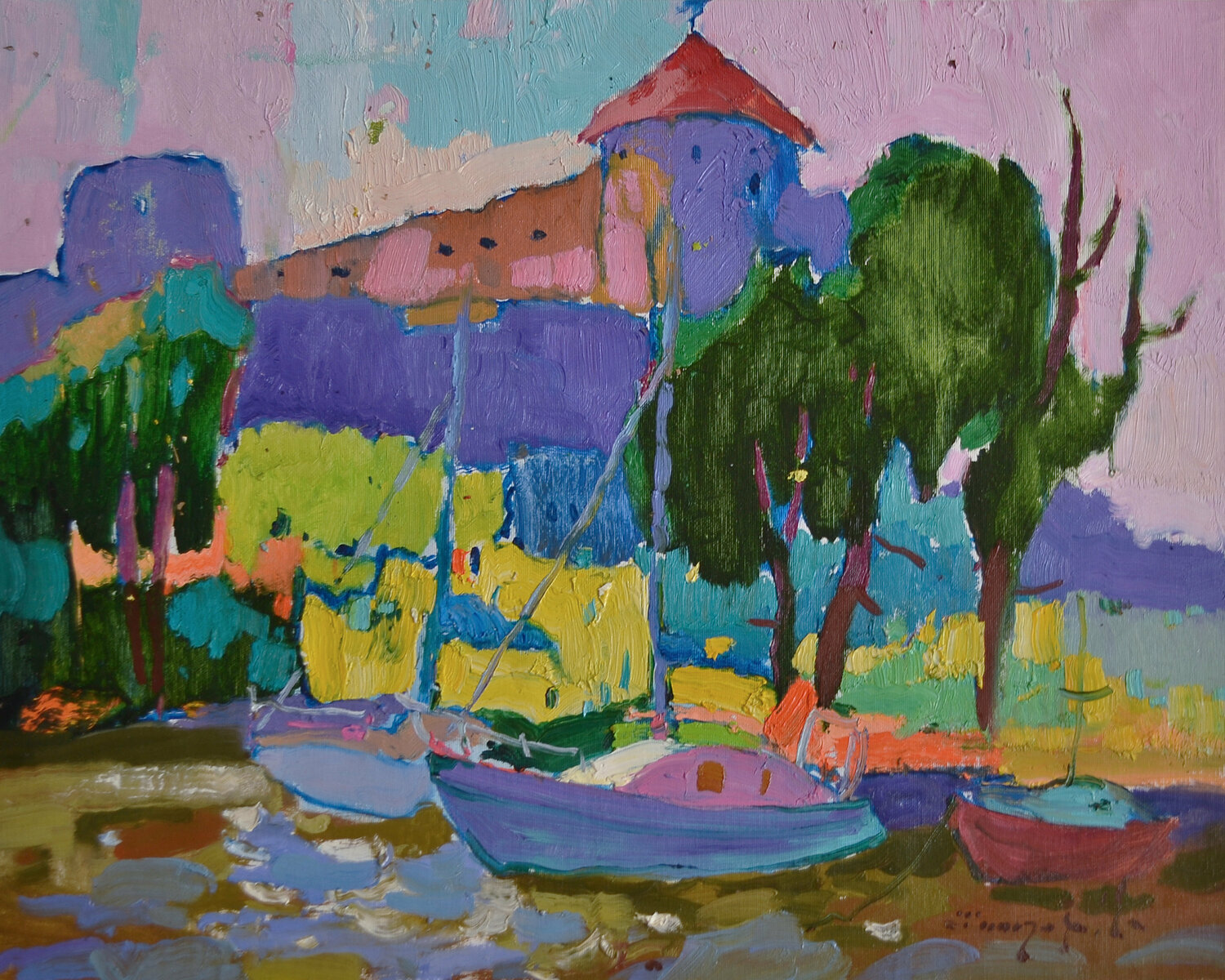 On the estuary of Belgorod-Dnestrovsky Alexander Shandor Dipinto originale in vendita