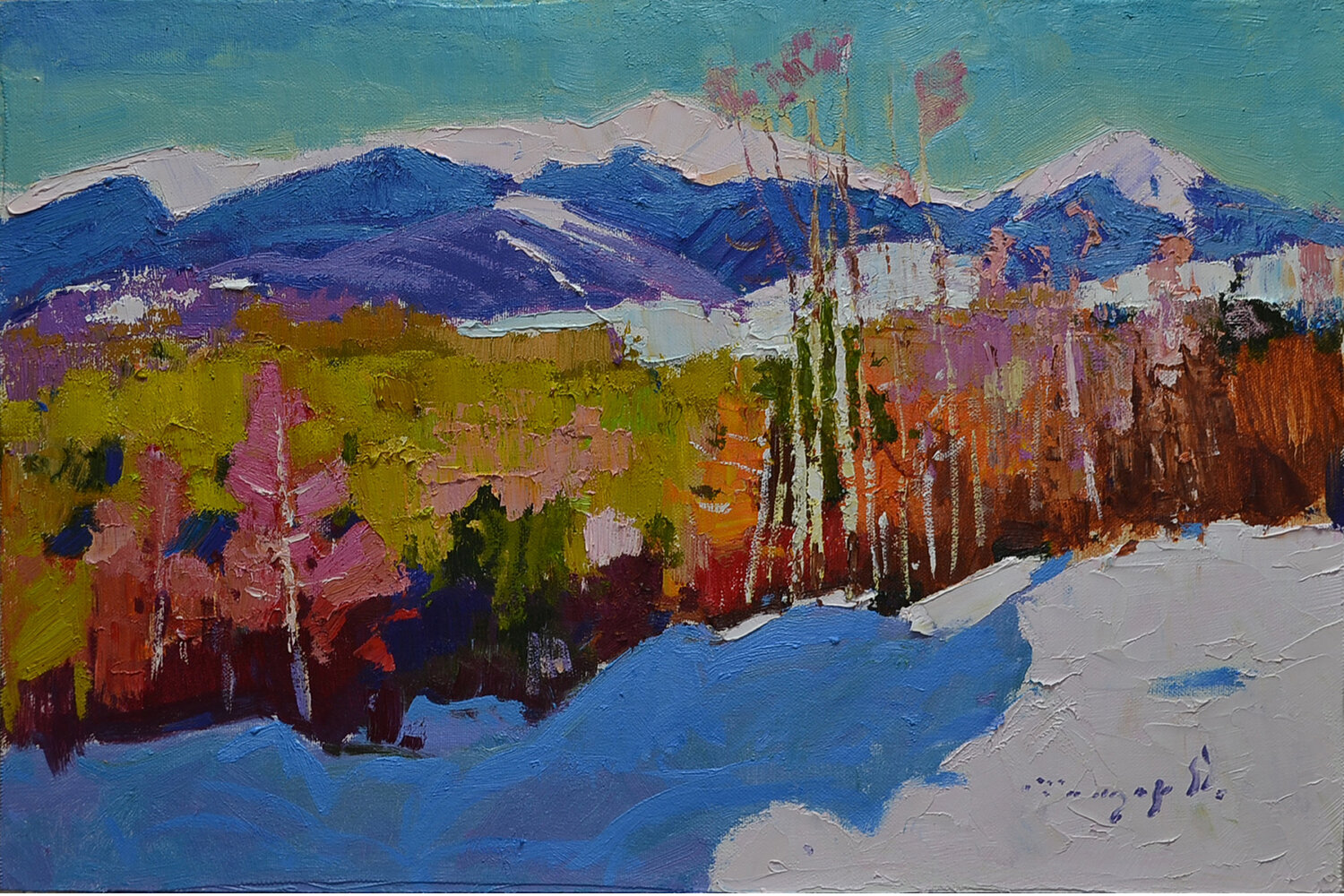 Hard frost _ oil on canvas on cardboard Alexander Shandor Originalgemälde zu verkaufen