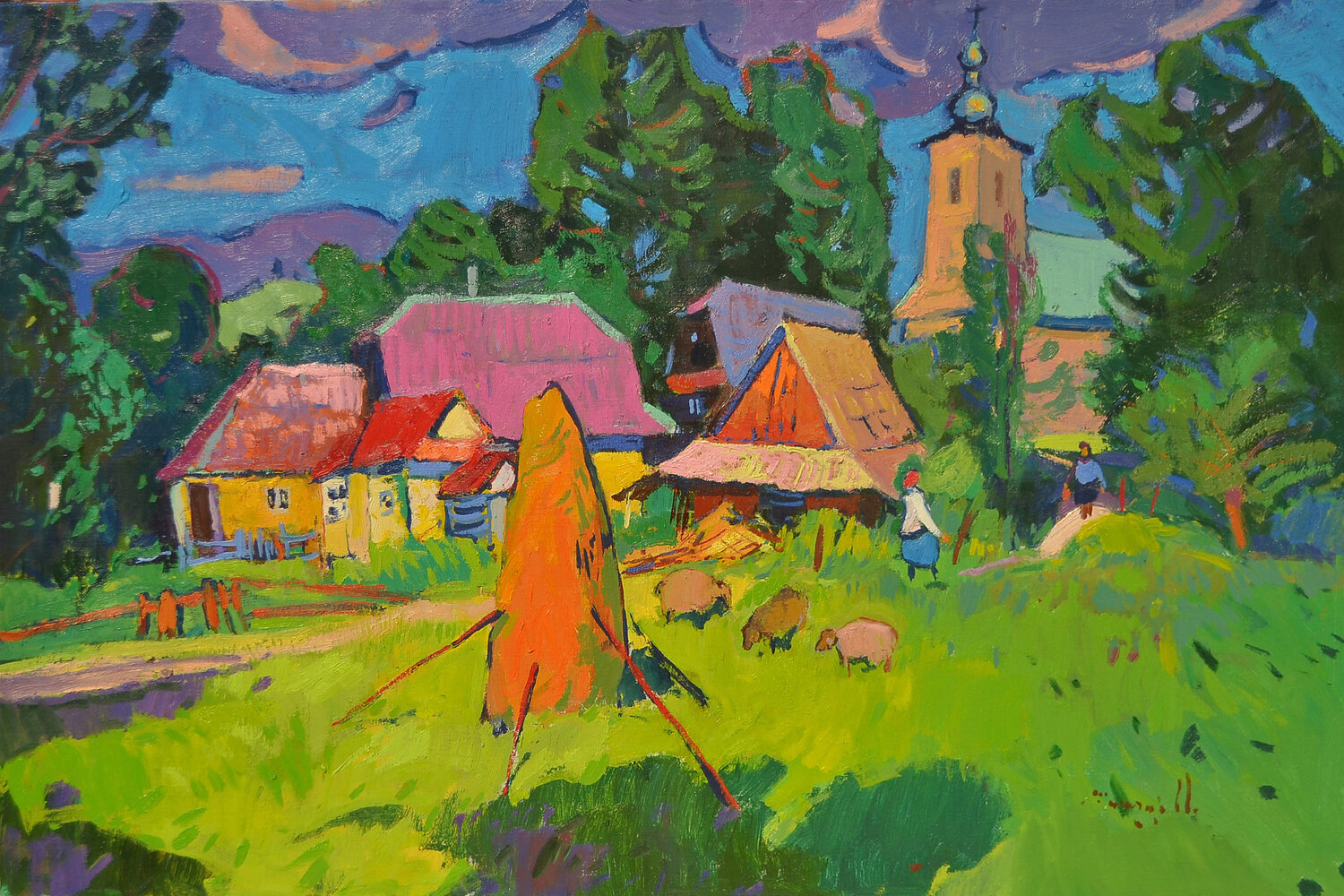 In the village of Studeny Alexander Shandor Originalgemälde zu verkaufen