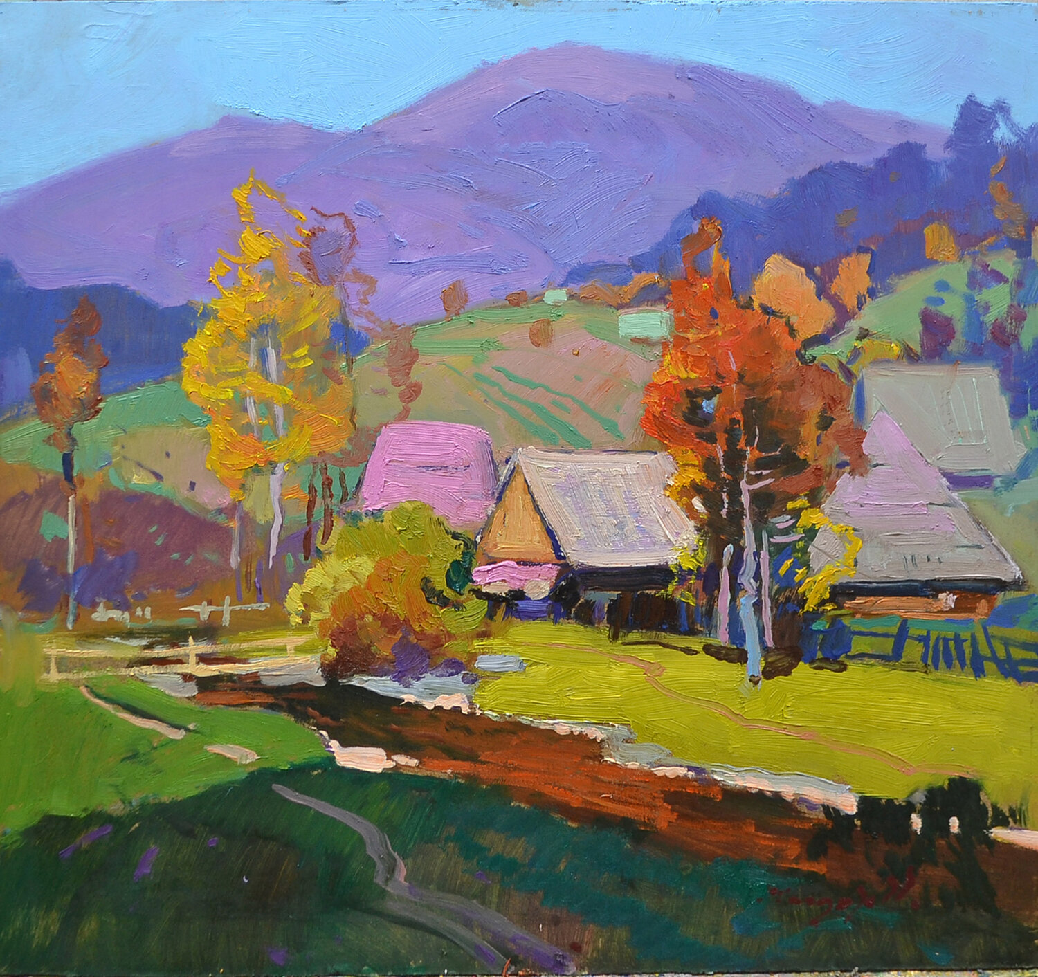 In the village of Studeny Alexander Shandor Originalgemälde zu verkaufen