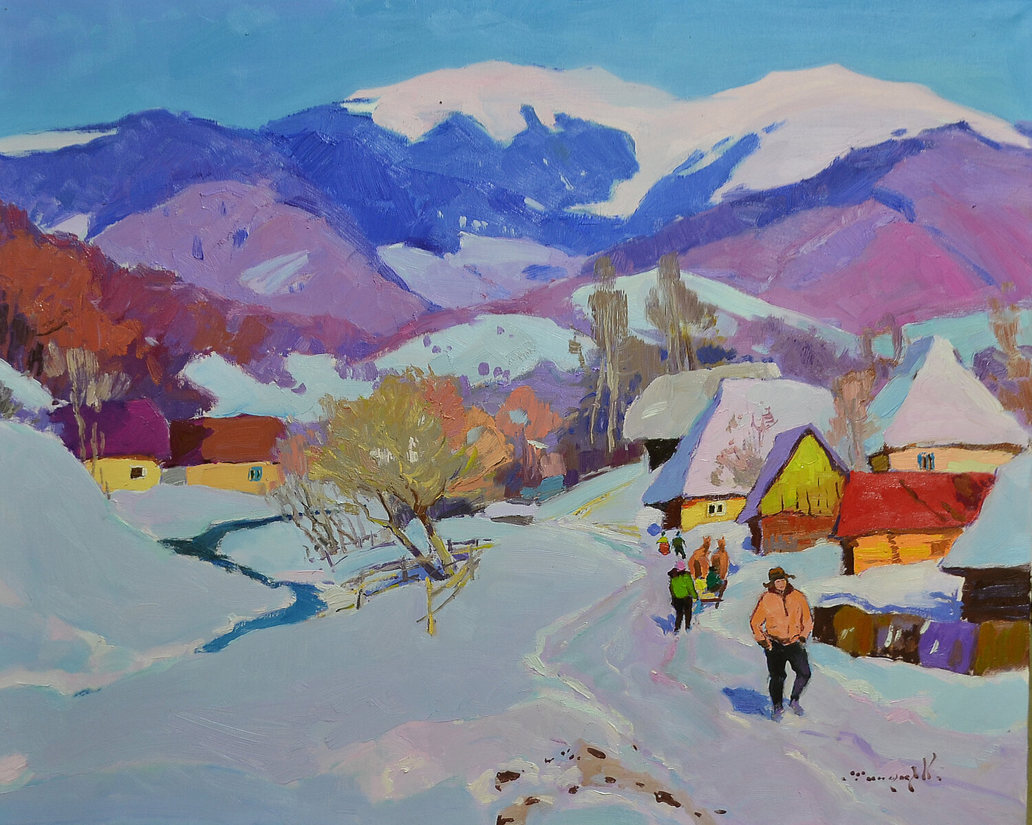 Happy Colors of Winter Alexander Shandor Originalgemälde zu verkaufen