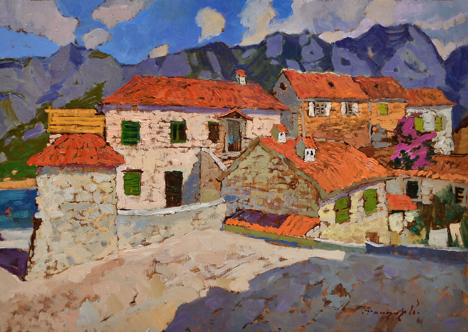 The Roofs of Montenegro Alexander Shandor Originalgemälde zu verkaufen