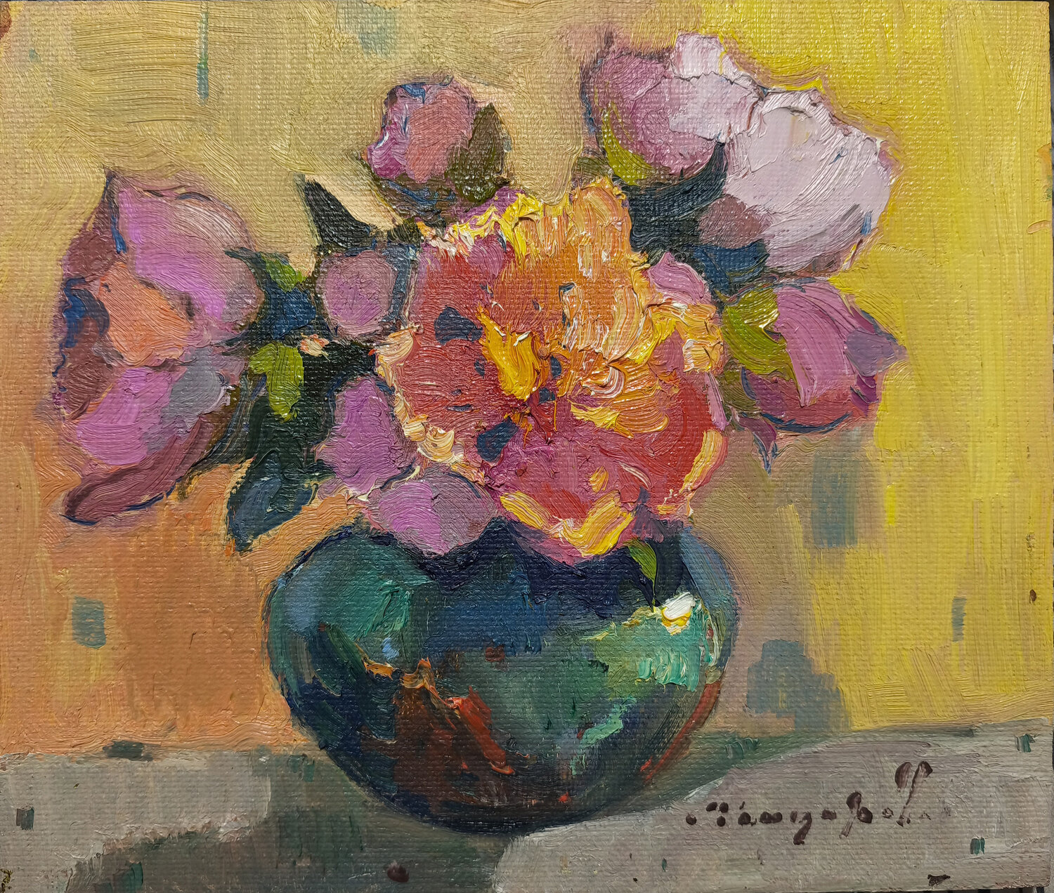 Peonies in a Round Vase Alexander Shandor