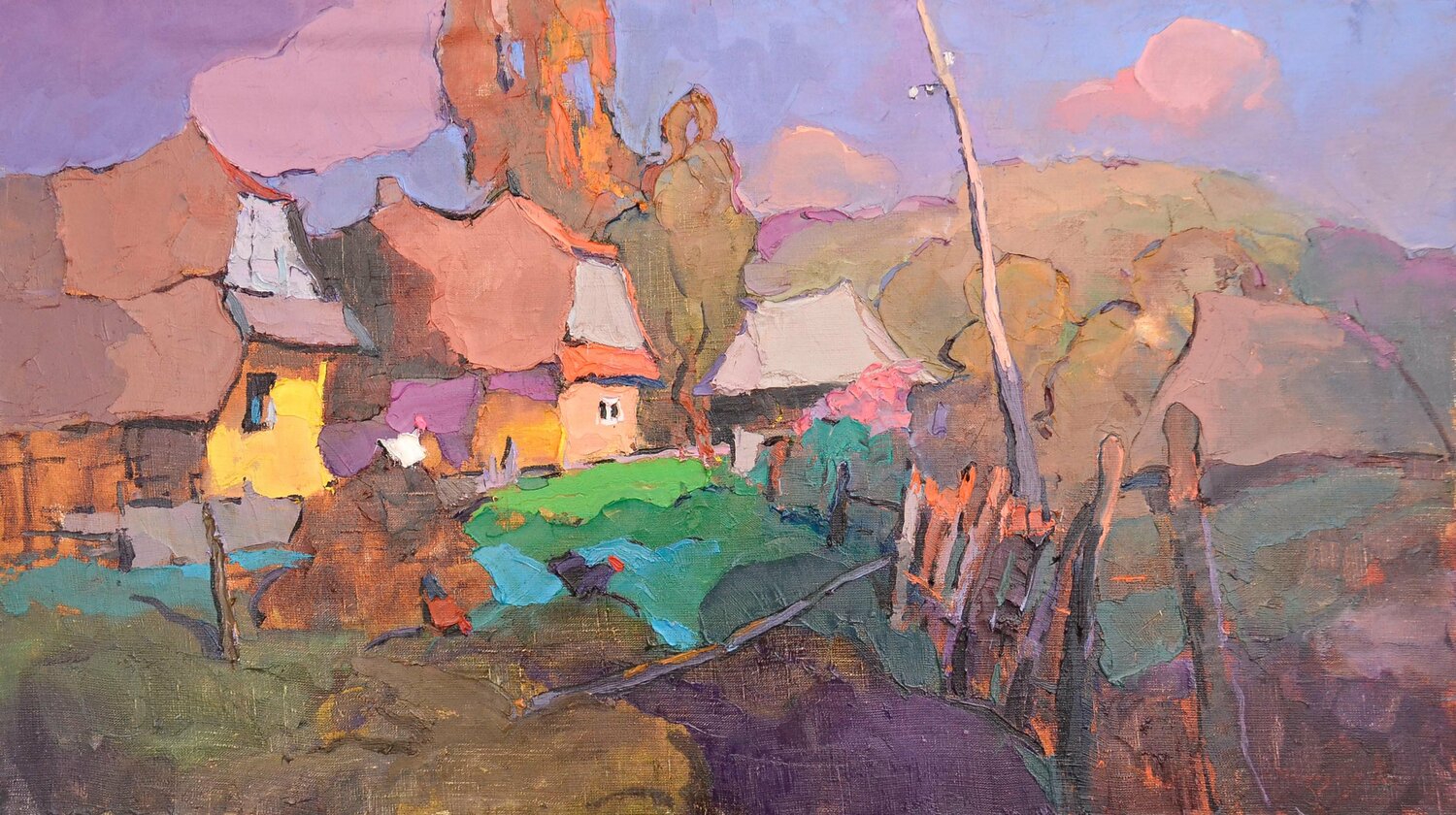 abandoned houses _ oil on canvas Alexander Shandor Originalgemälde zu verkaufen