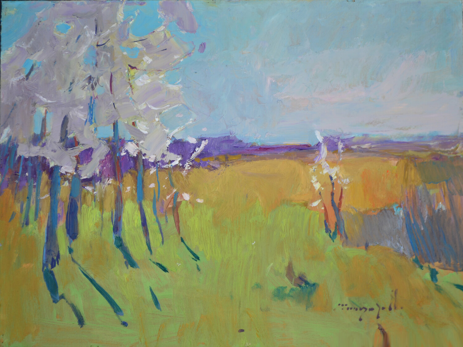 The Coming of Spring _ oil on cardboard Alexander Shandor Originalgemälde zu verkaufen