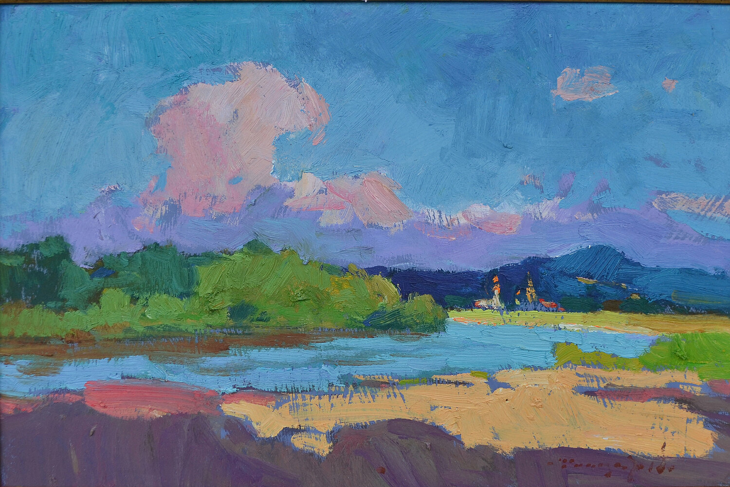 River in summer _ oil on cardboard Alexander Shandor