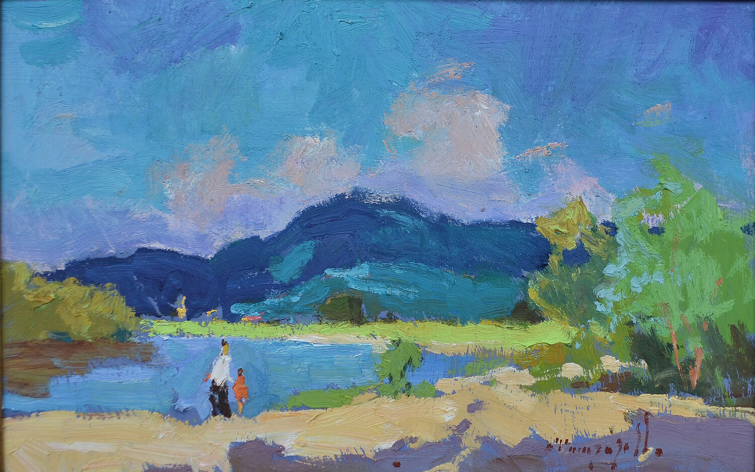 On a hot day _ oil on cardboard Alexander Shandor Originalgemälde zu verkaufen