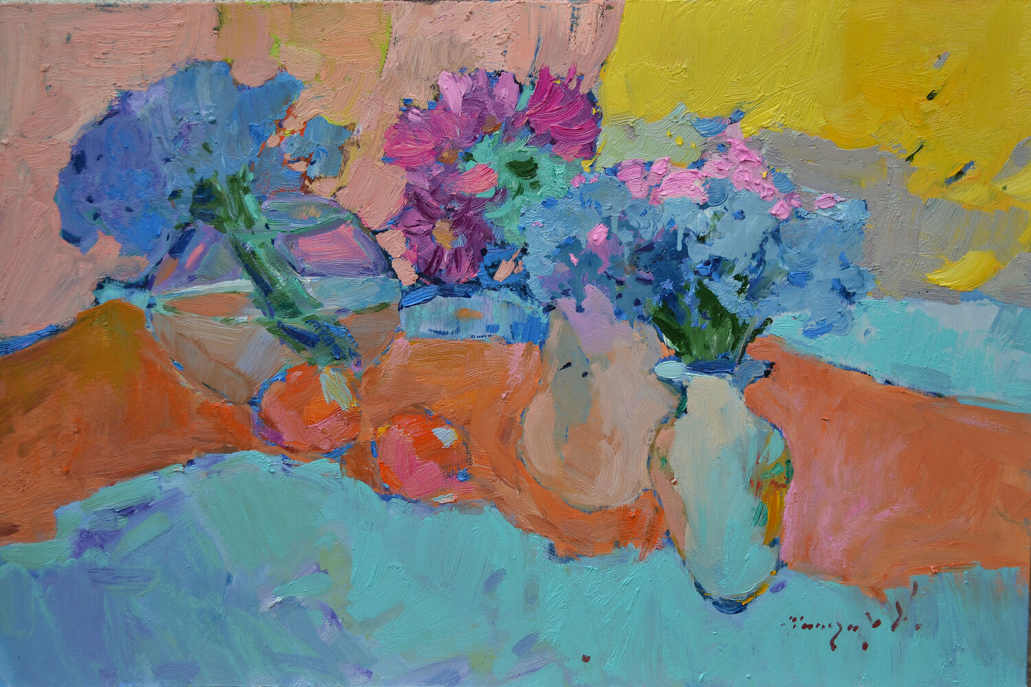 Dried flowers _ oil on cardboard Alexander Shandor Originalgemälde zu verkaufen