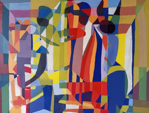 Les mendiants de la paix di Maurice Tchinda, Pittura in vendita su Singulart