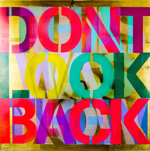 Dont Look Back (gold) van Niki Hare, Schilderij te koop op Singulart