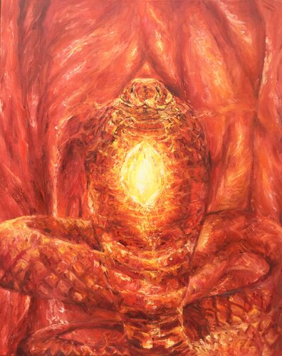 Im Reich der Schlangengöttin di Rieke Schmieder, Pittura in vendita su Singulart