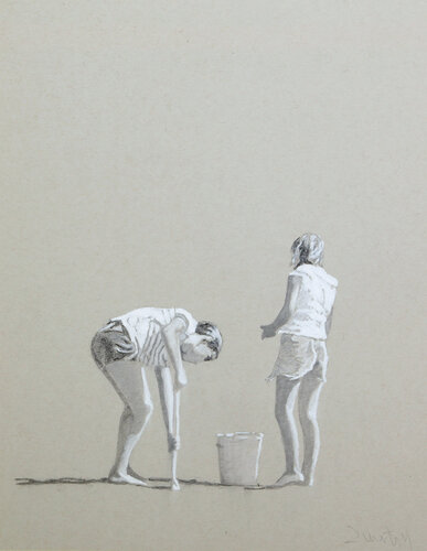 Girls beach time di Carlos Martin, Disegno in vendita su Singulart