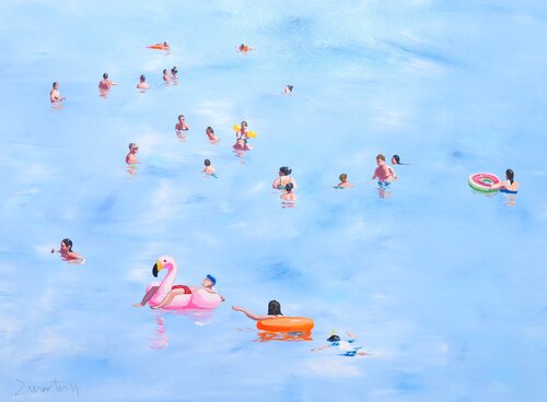 Flamingo time van Carlos Martin, Werk op papier te koop op Singulart