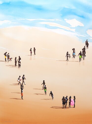 Quite afternoon at the shore van Carlos Martin, Werk op papier te koop op Singulart