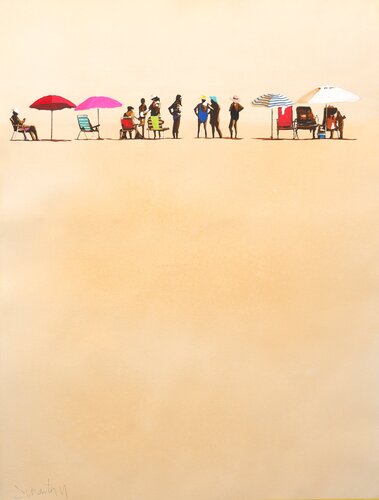 Umbrellas shoreline III van Carlos Martin, Werk op papier te koop op Singulart