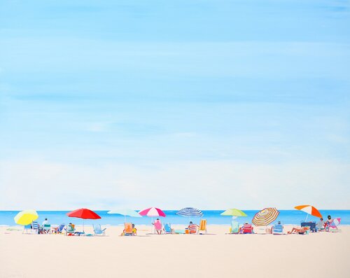 Shoreline umbrellas VII di Carlos Martin, Pittura in vendita su Singulart