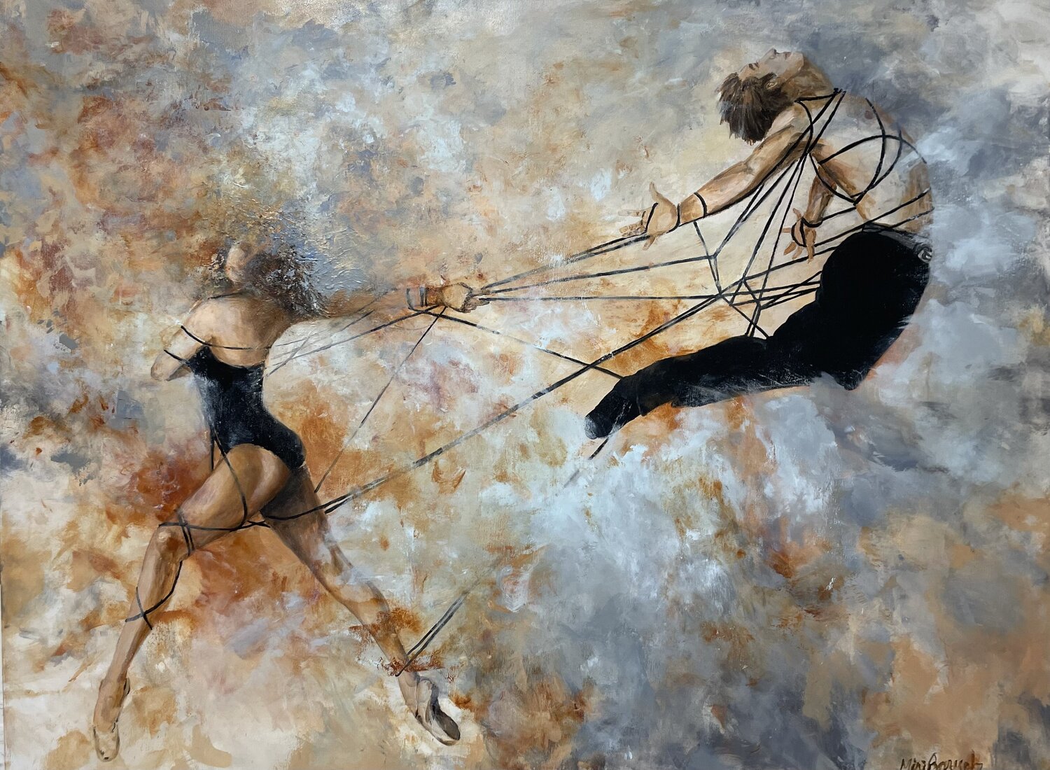 Dancers with a rope by Miri Baruch (2022) : Painting Acrylic on Canvas ...