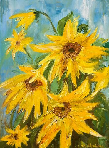 Sunflowers di Lusie Schellenberg, Pittura in vendita su Singulart