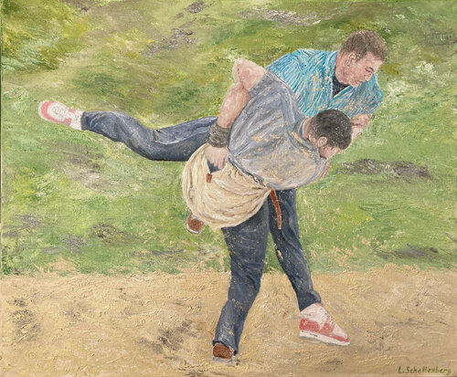 Schwingfest van Lusie Schellenberg, Schilderij te koop op Singulart
