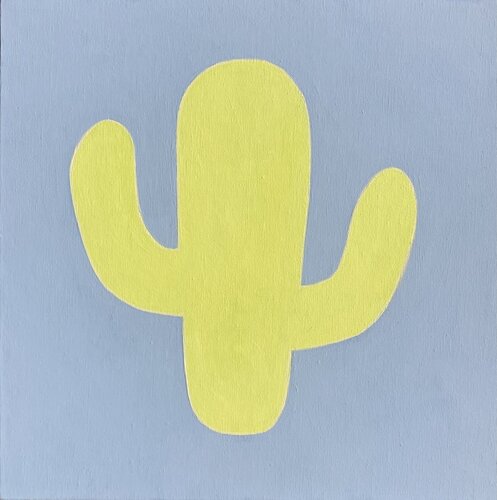 "Kaktus Nr.5 (Gelber Kaktus auf Porzellan Blau ) Lusie Schellenberg