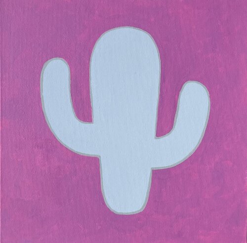 "Kaktus Nr.6 (porzellan blau auf Fuchsia) di Lusie Schellenberg, Pittura in vendita su Singulart