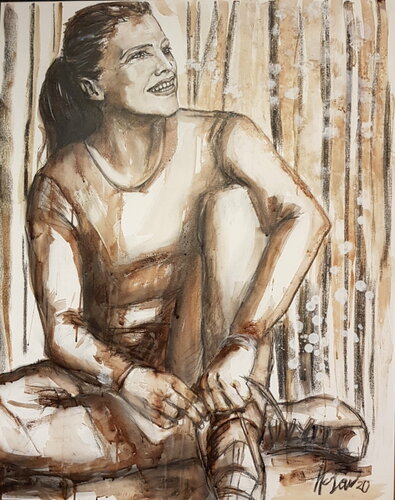 All'aria aperta -  Vino su tela van Elisabetta Rogai, Schilderij te koop op Singulart