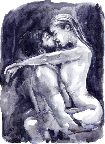Watercolour on Paper (29x41 cm) - My heart zig zags inside my chest di Anna Dart, Pittura in vendita su Singulart