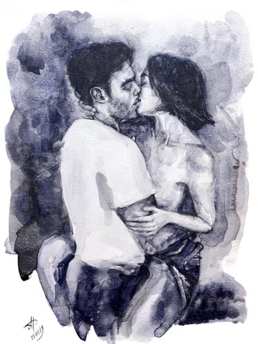 Watercolour on Paper (29x41 cm) - With a deeper feeling comes a bigger responsibility di Anna Dart, Pittura in vendita su Singulart