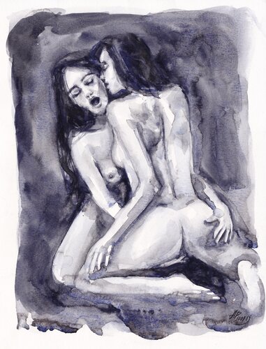 Watercolour on Paper (29x41 cm) - Never kissed a girl in my life di Anna Dart, Pittura in vendita su Singulart