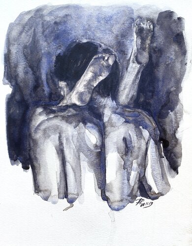 Watercolour on Paper (29x41 cm) - I wish I stayed home di Anna Dart, Opera su carta in vendita su Singulart