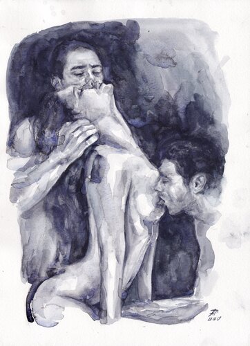 Watercolour on Paper (29x41 cm) - Eventually Opera House was closed van Anna Dart, Schilderij te koop op Singulart