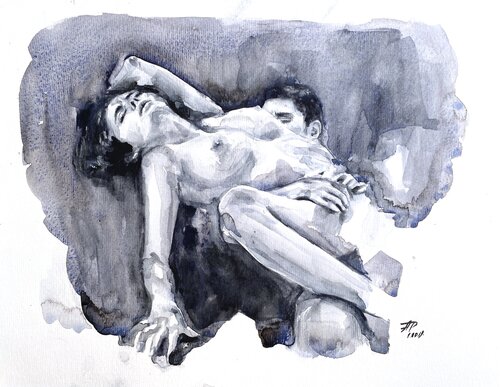 Watercolour on Paper (29x41 cm) - Electricity van Anna Dart, Werk op papier te koop op Singulart