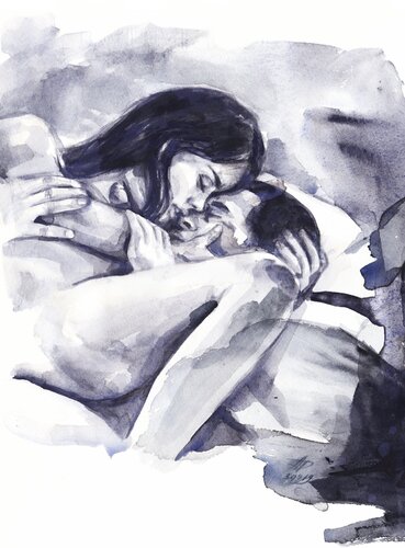 Watercolour on Paper (27x41 cm) - Claire de lune van Anna Dart, Schilderij te koop op Singulart