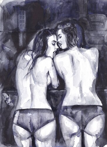 Watercolour on Paper (29x41 cm) - Lost in Paris van Anna Dart, Schilderij te koop op Singulart