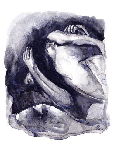 Watercolour on Paper (29x41 cm) - You feel scared and that's alright van Anna Dart, Schilderij te koop op Singulart