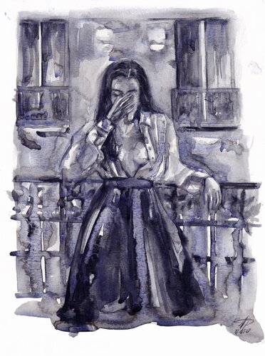 Watercolour on Paper (29x41 cm) - The wicked connection between my voice & your soul di Anna Dart, Pittura in vendita su Singulart